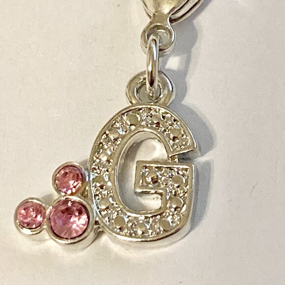 Vintage Disney Pink Crystal Mickey Mouse Ears Charm Clip On Initial Letter G - Picture 6 of 10